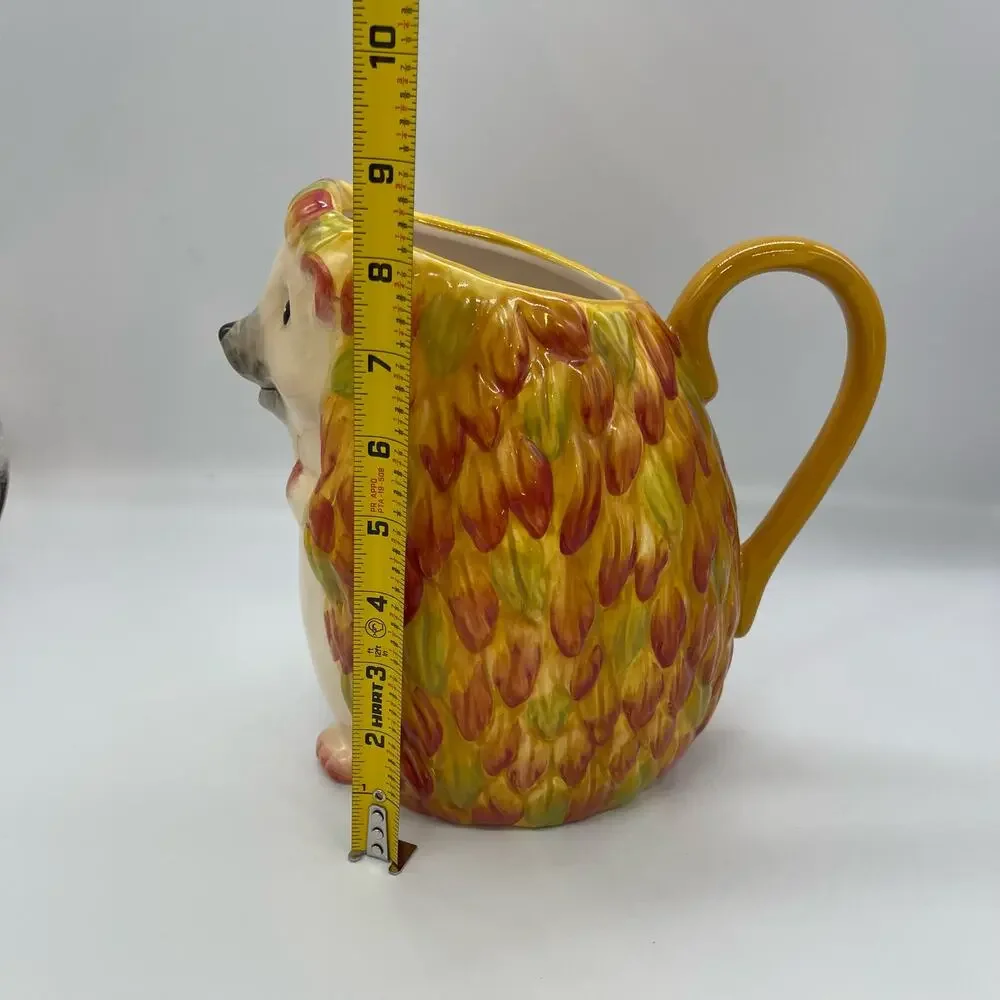Pier 1 Imports Hedgehog Hand Painted Pitcher 8.5